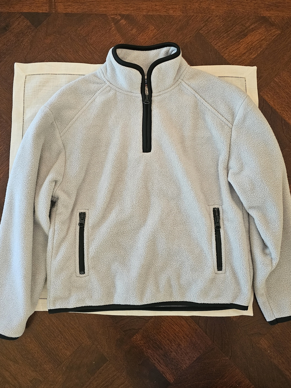 Old Navy Fleece 1/4 Zip Pullover Sweater Light Gray Mock Neck Girls Boys M 8-9